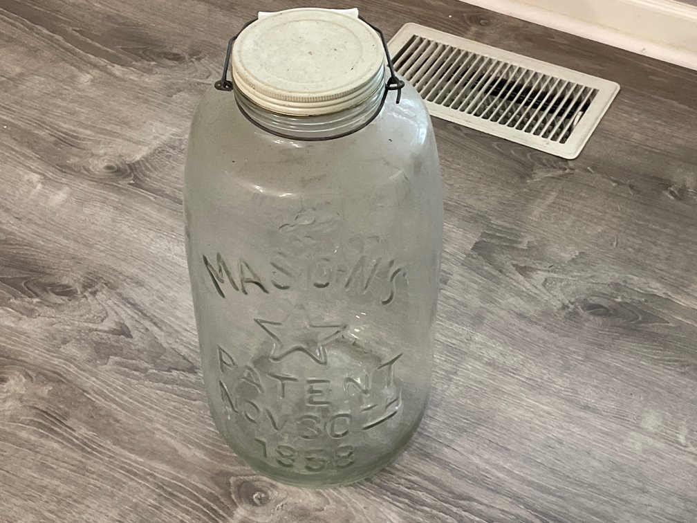 Mason's Patent Nov 30TH 1858 Glass Jar with Bail Handle