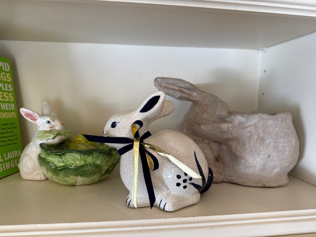 Ceramic Rabbit Figurines and Rabbit-Form Planter