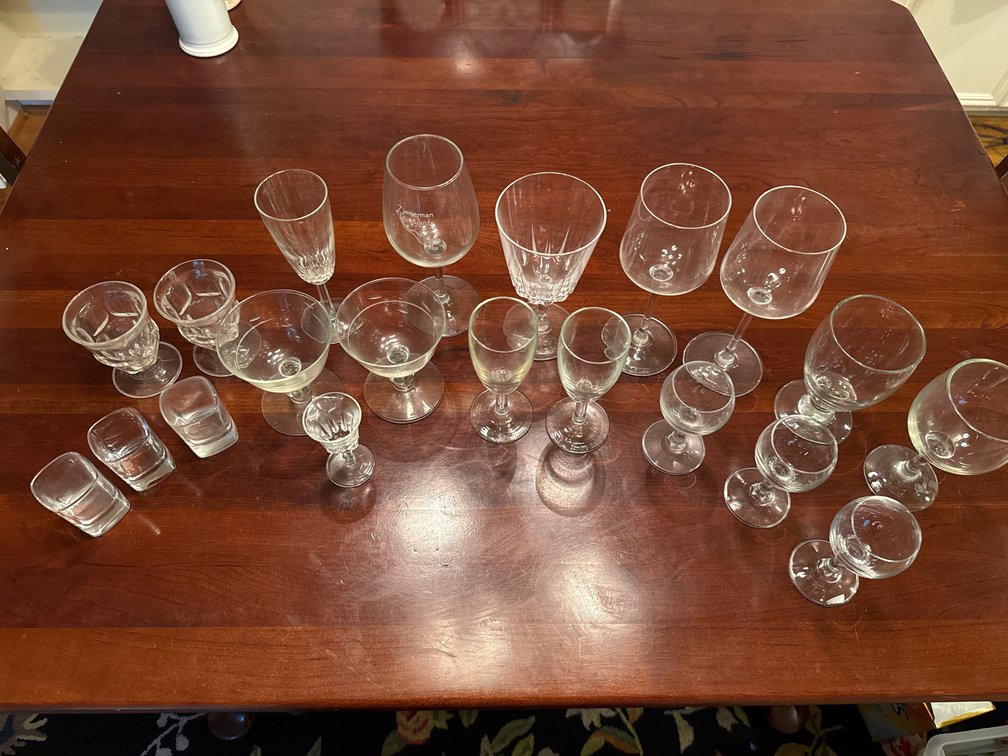 Clear Glass Stemware, Coupe Glasses, Shot Glasses, and More