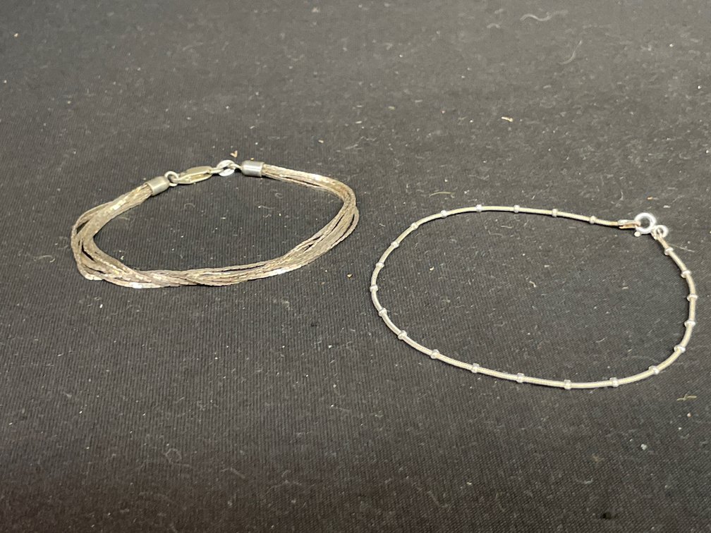 Two Silver-Tone and 925 Silver Chain Bracelets
