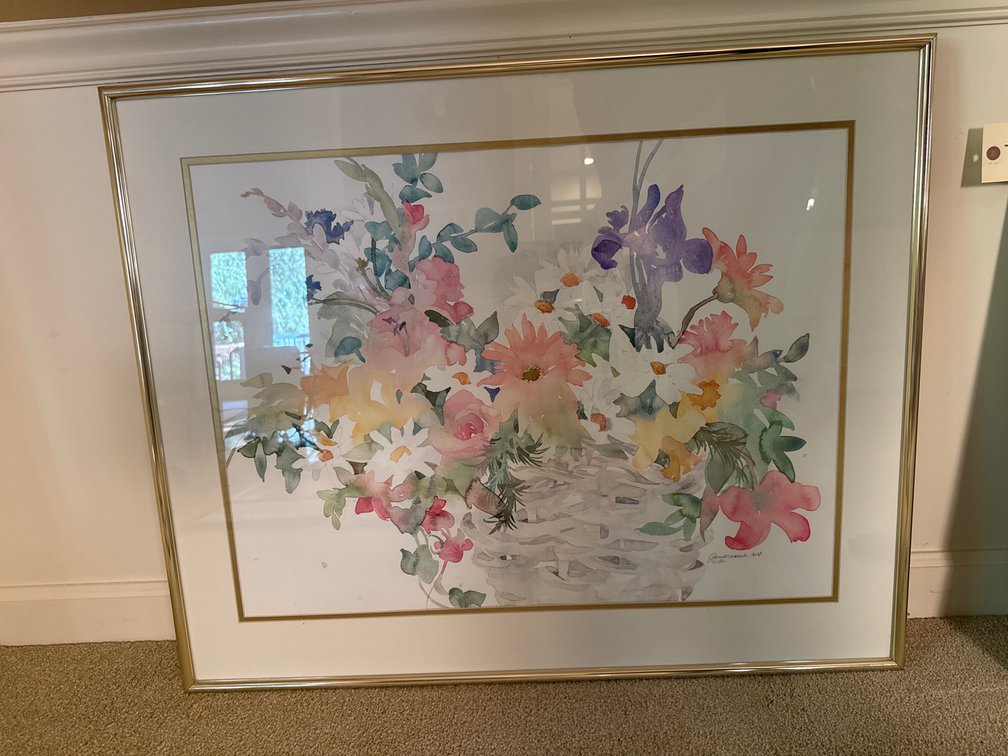 Framed Watercolor Floral Painting