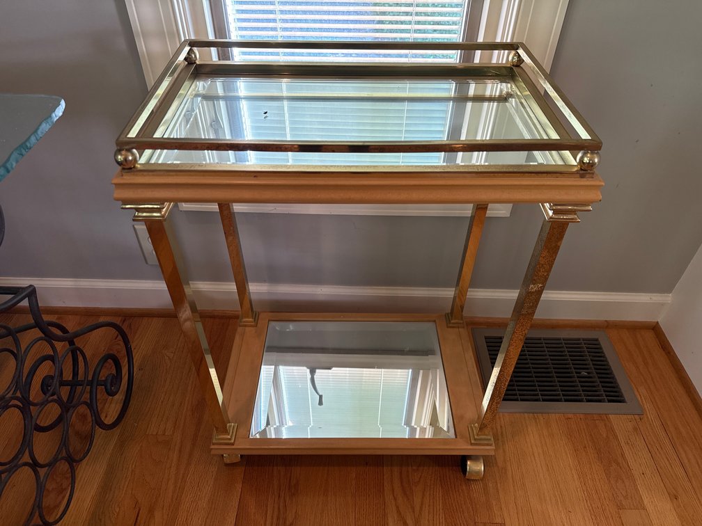 Two-Tier Rolling Bar Cart and Twisted Iron Side Table