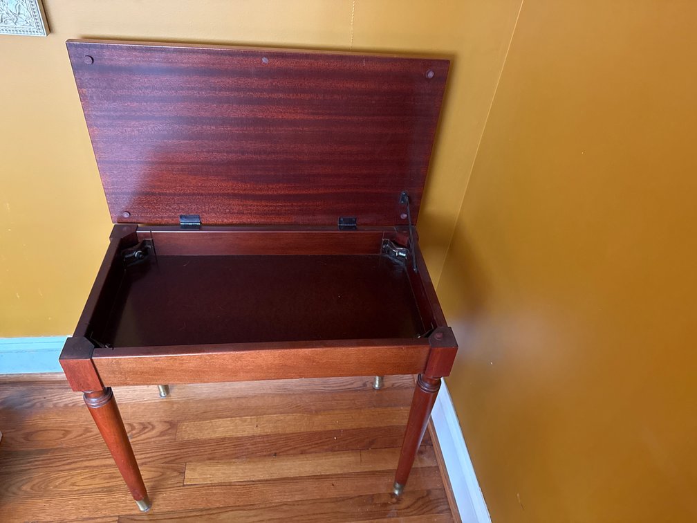 Wooden Lift-Top Piano Bench with Brass-Tone Ferrules