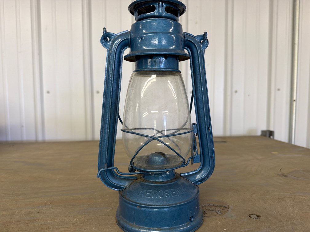 Blue Painted Metal Kerosene Lantern