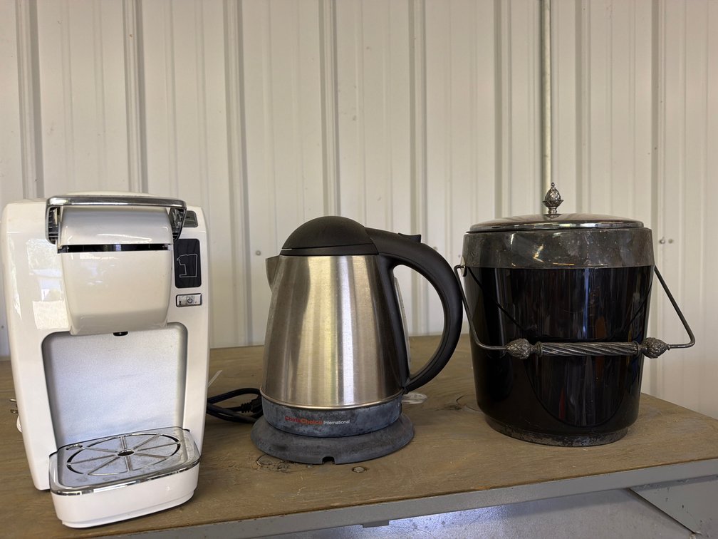 Single-Serve Coffee Maker, Electric Kettle, and Ice Bucket