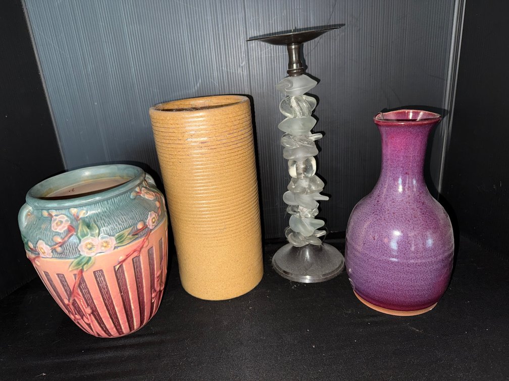 Ceramic Vases and Pricket Candlestick