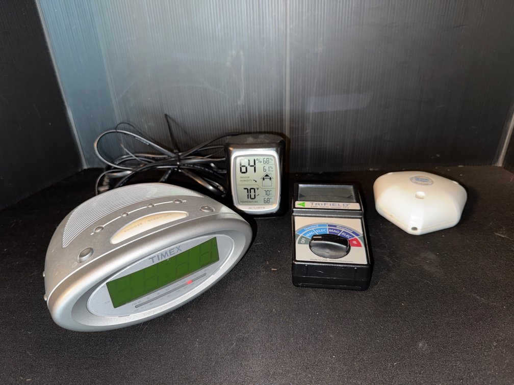 Clock Radio, EMF Meter, and Environmental Monitors