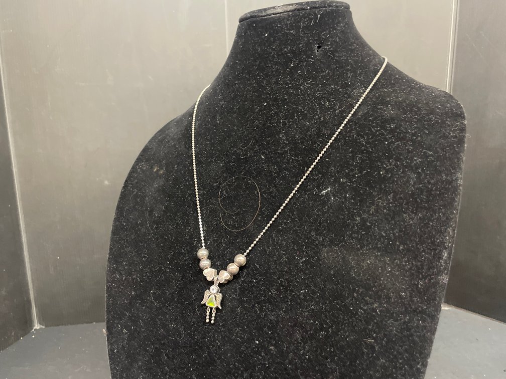 Sterling Silver Angel Pendant Ball Chain Necklace