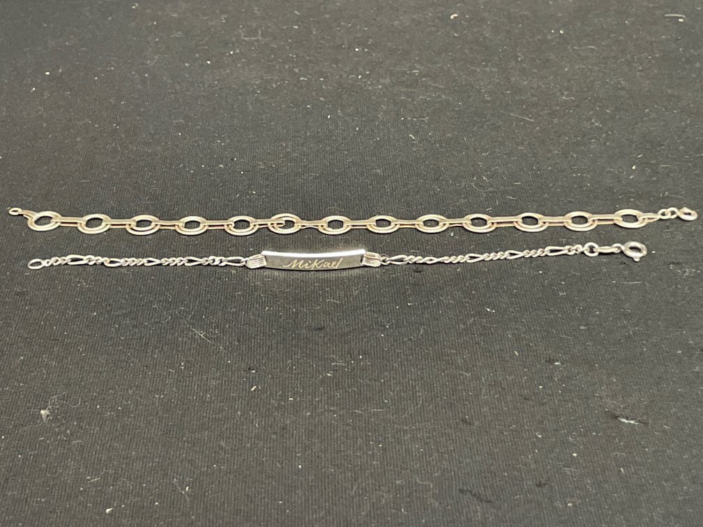 Two Sterling Silver Link and ID Bracelets