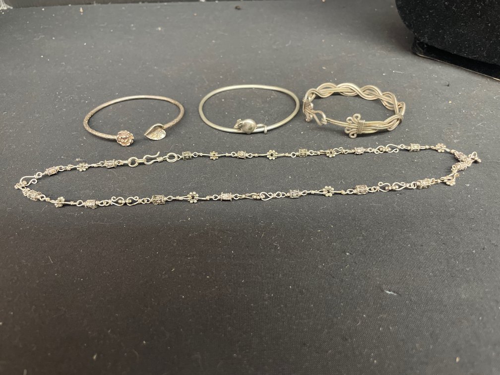 Silver-Tone Bracelets and Chain Necklace