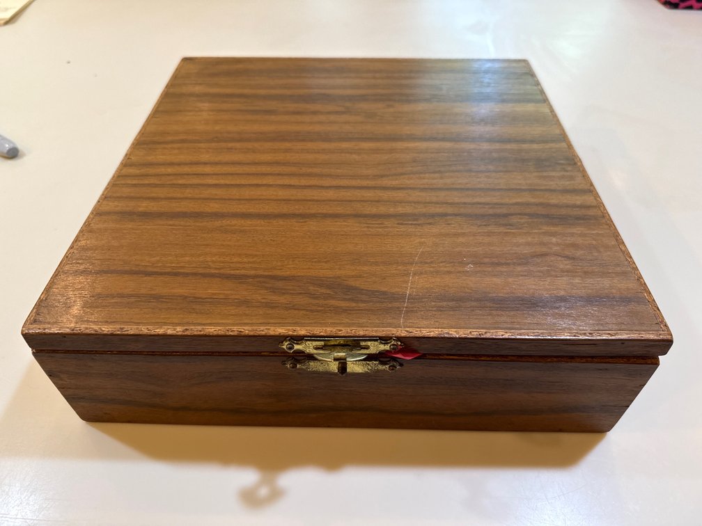 Hinged Wooden Box with Doll Figurines