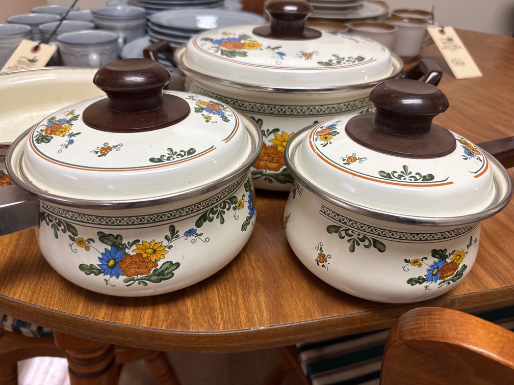 Four-Piece Floral Enamel Cookware Set