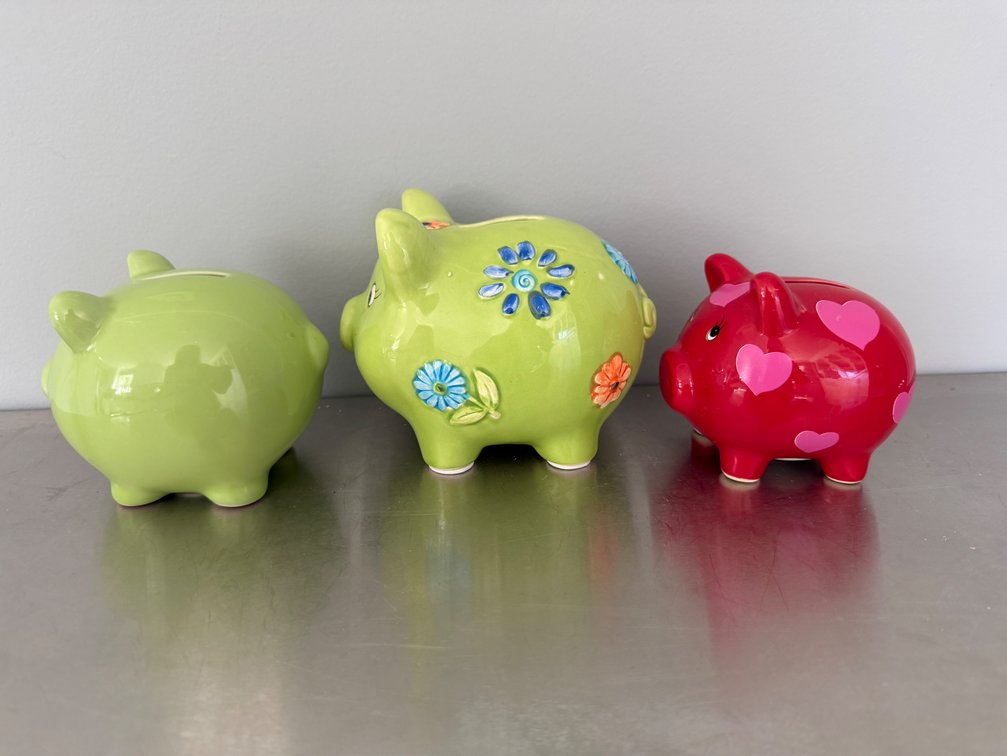 Glazed Ceramic Piggy Banks with Top Coin Slots