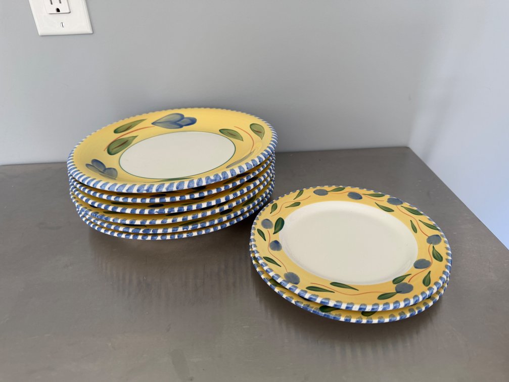 MAXAM Hand-Painted Ceramic Plates with Olive Motif