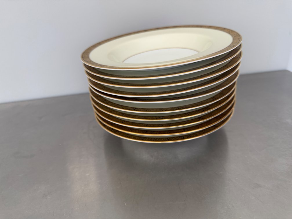 Noritake China Goldkin Porcelain Plates, Bowls, and Saucers