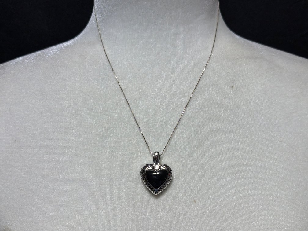 .925 Interchangeable Stone Heart Pendant Necklace and Chains