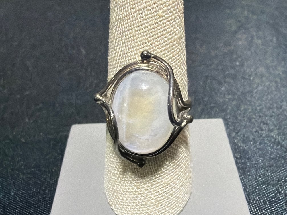 Sterling Silver Oval Cabochon Wirework Ring