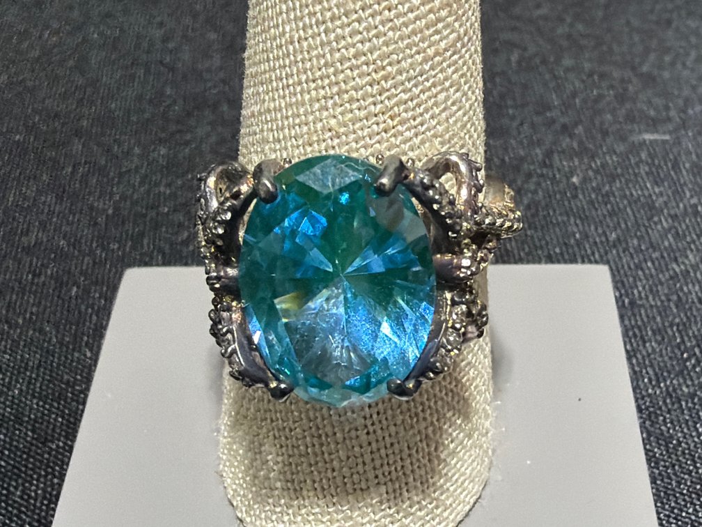 ESPO Sterling Silver Blue CZ Cocktail Ring