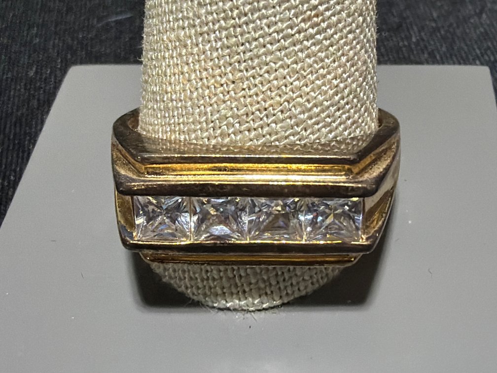 Gold-Tone Sterling Silver Channel-Set Ring