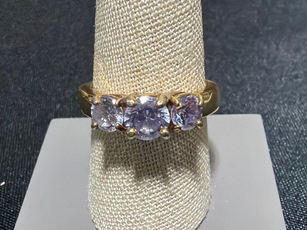 Gold-Tone Sterling Silver Three-Stone Ring