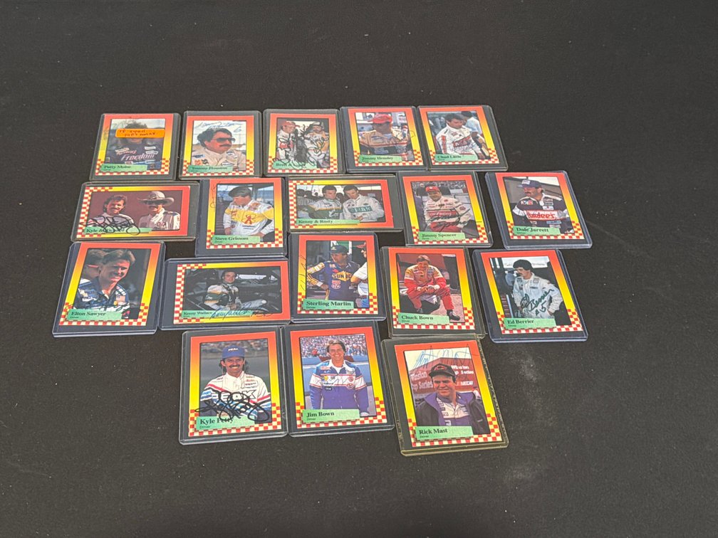 Eighteen Autographed NASCAR Racing Trading Cards
