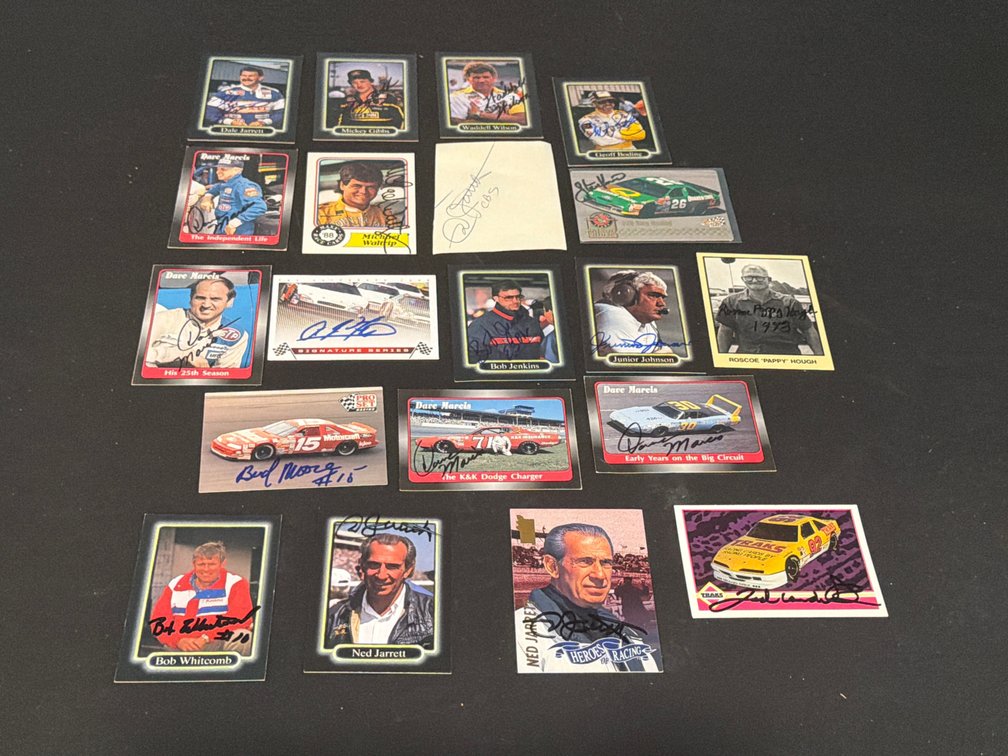 Autographed Auto Racing Trading Cards and Signed Slip