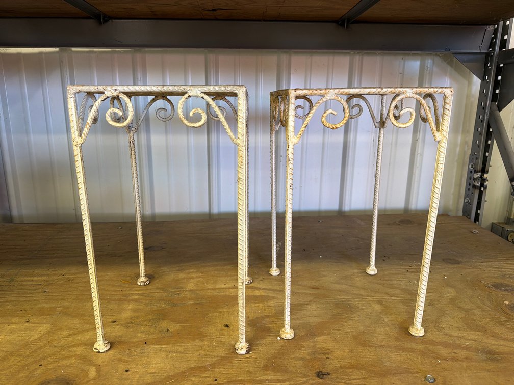 Pair of White Painted Metal Plant Stands