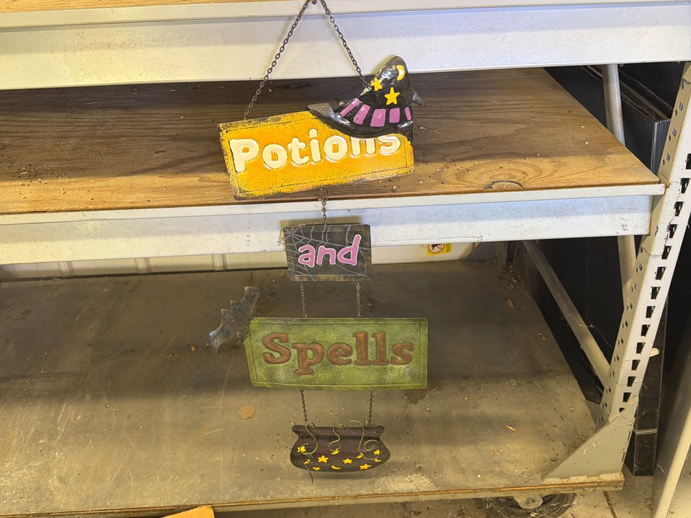 Halloween Potions and Spells Hanging Metal Sign
