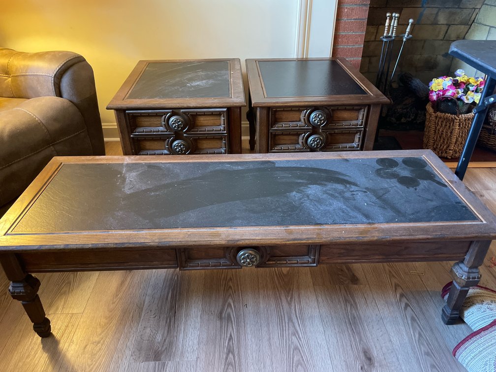 Wood Coffee Table & Two End Tables