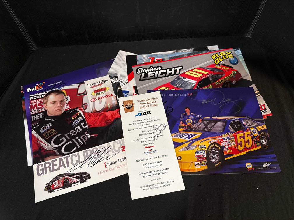 Autographed Racing Hero Cards, Photos, and Invitation