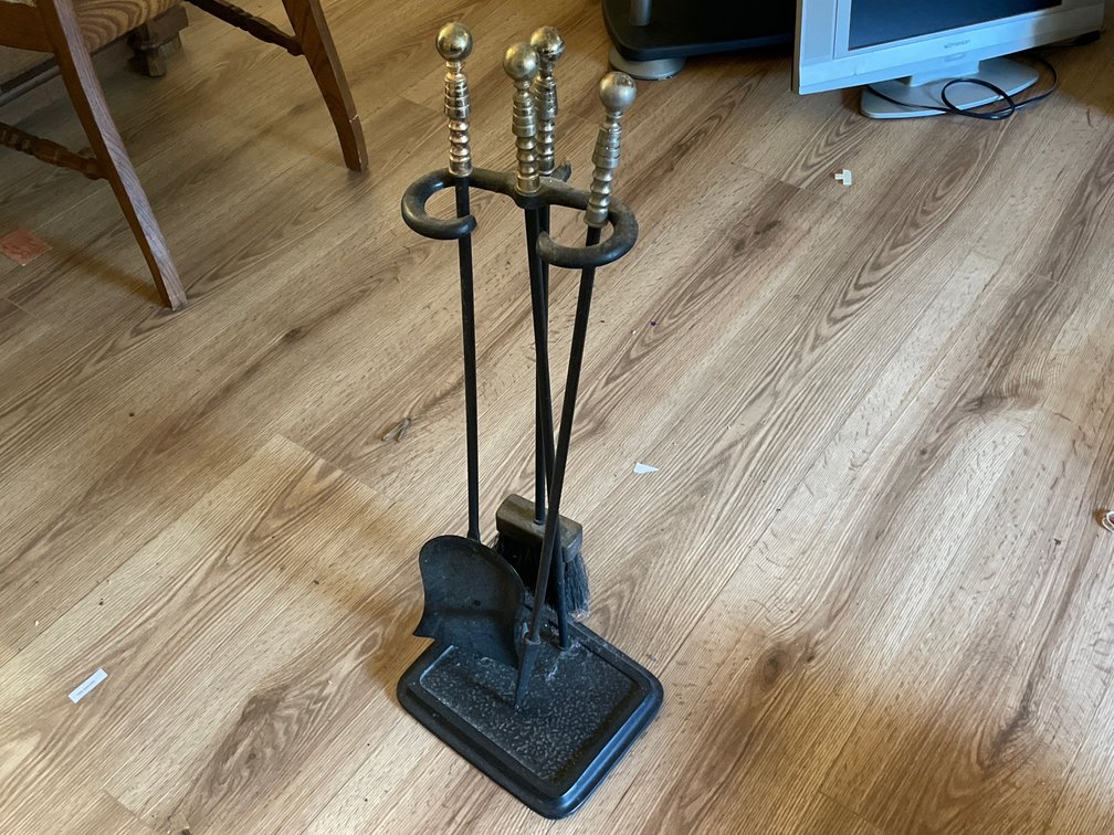 Cast Metal Fireplace Tool Set with Stand