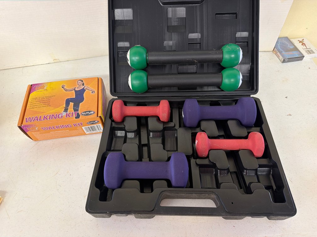 Hand Weights in Molded Case and Walking Kit Box