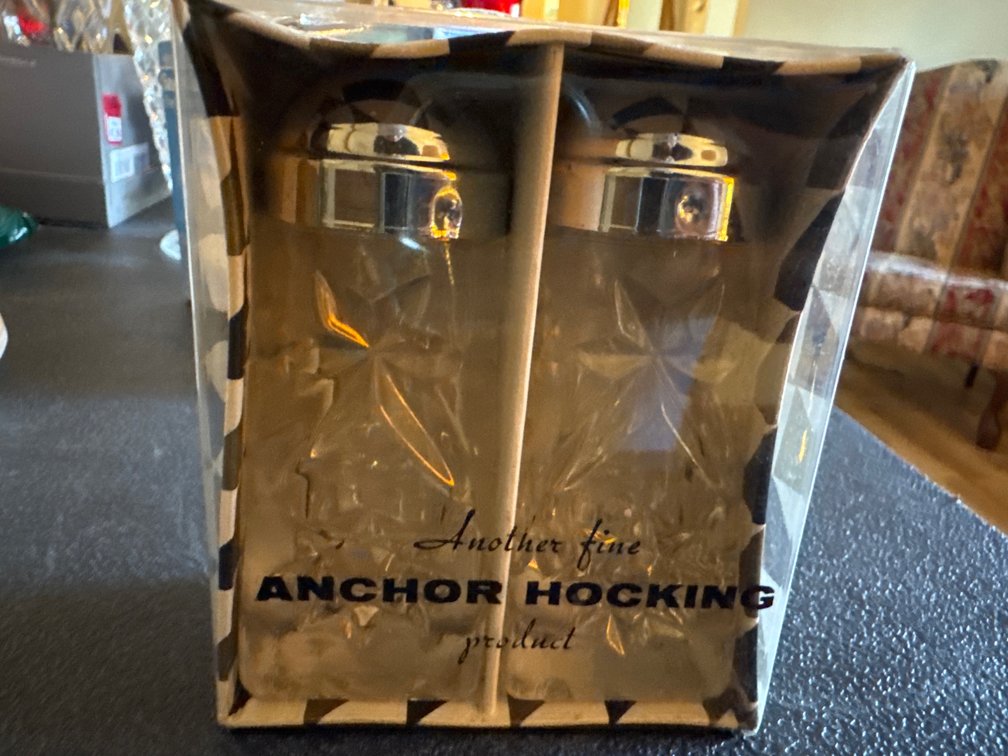 Anchor Hocking Pressed Glass Salt and Pepper Shakers