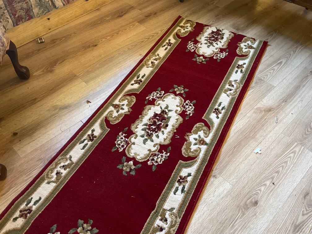 Burgundy and Cream Floral Medallion Runner Rug