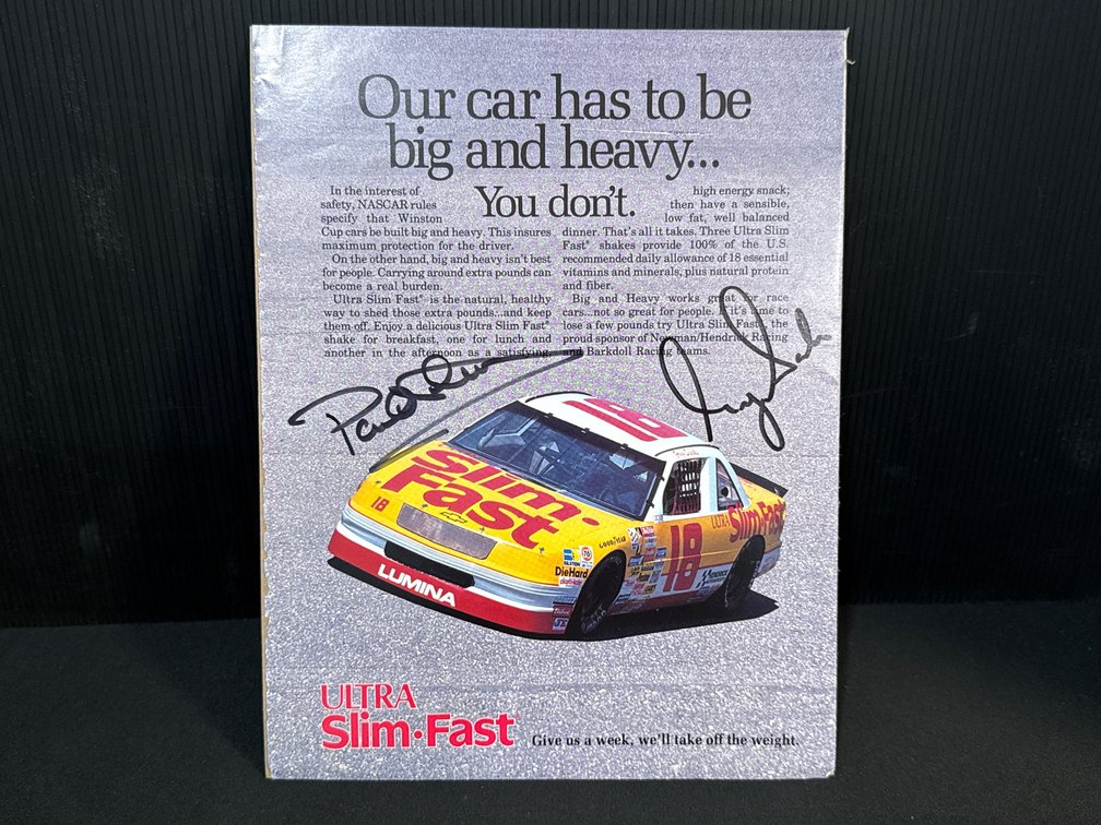 Autographed Paul Newman & Greg Sacks NASCAR Print Ad