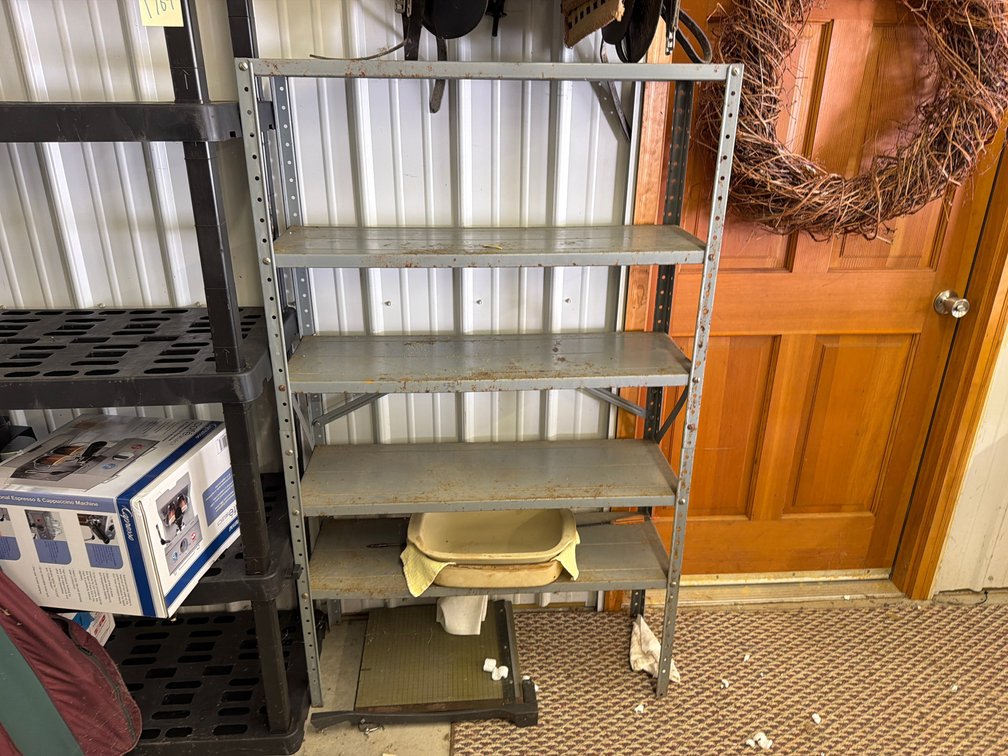 Gray Metal Four-Tier Utility Shelving Unit