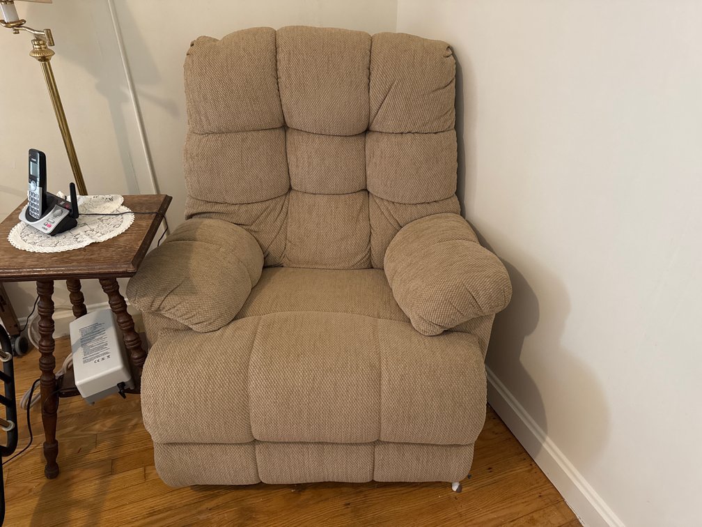 Beige Textured Woven Fabric Recliner Armchair
