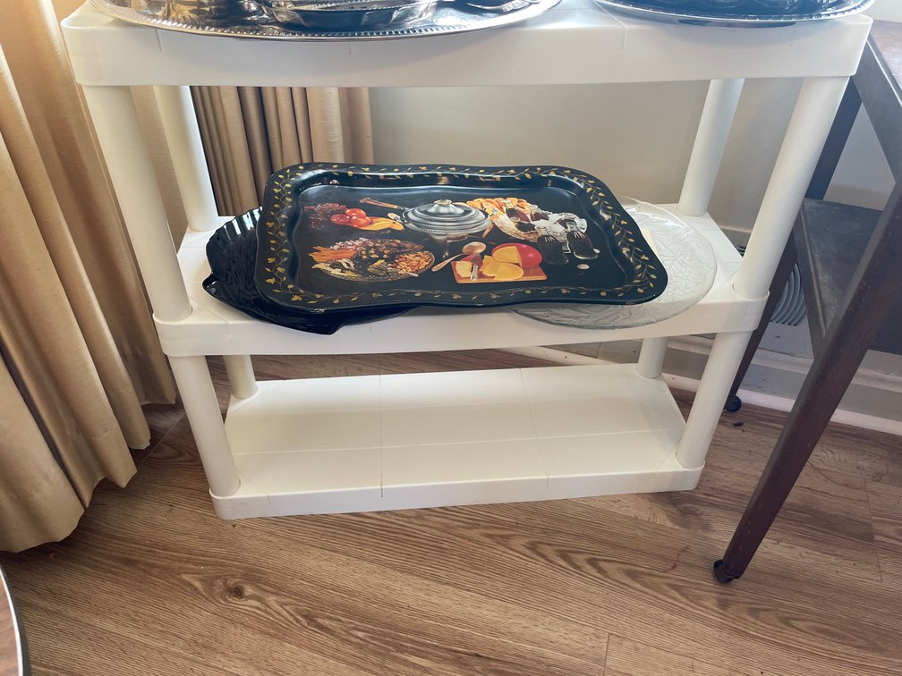 White Three-Tier Molded Plastic Shelving Unit