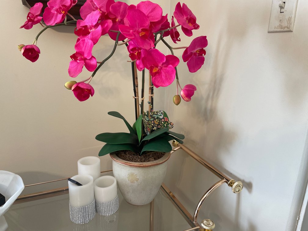 Artificial Orchid & Flameless LED Pillar Candles
