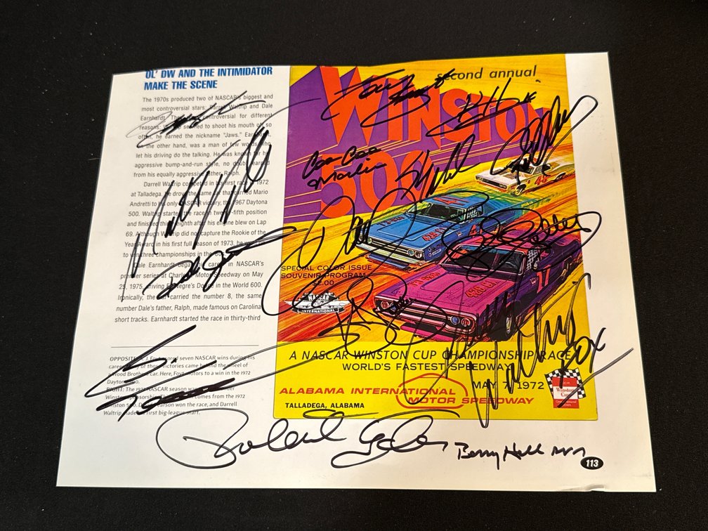 NASCAR Multi-Signed 1972 Winston 500 Book Pages
