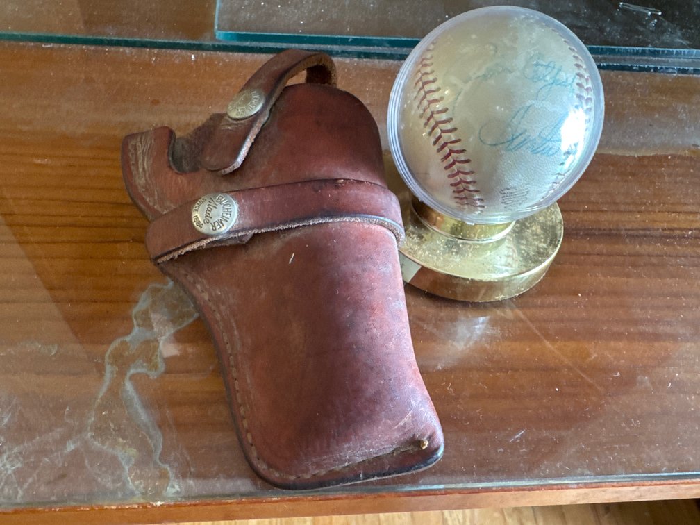 Leather Holster and Autographed Baseball in Display Case