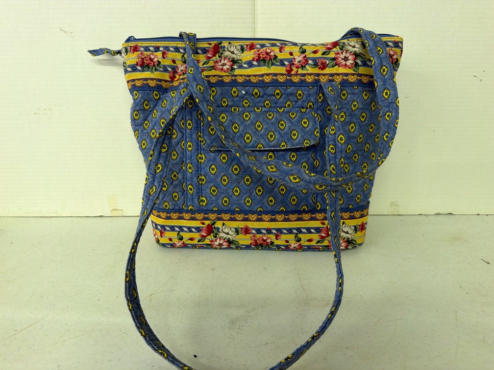 Quilted Cotton Geometric and Floral Shoulder Tote Bag