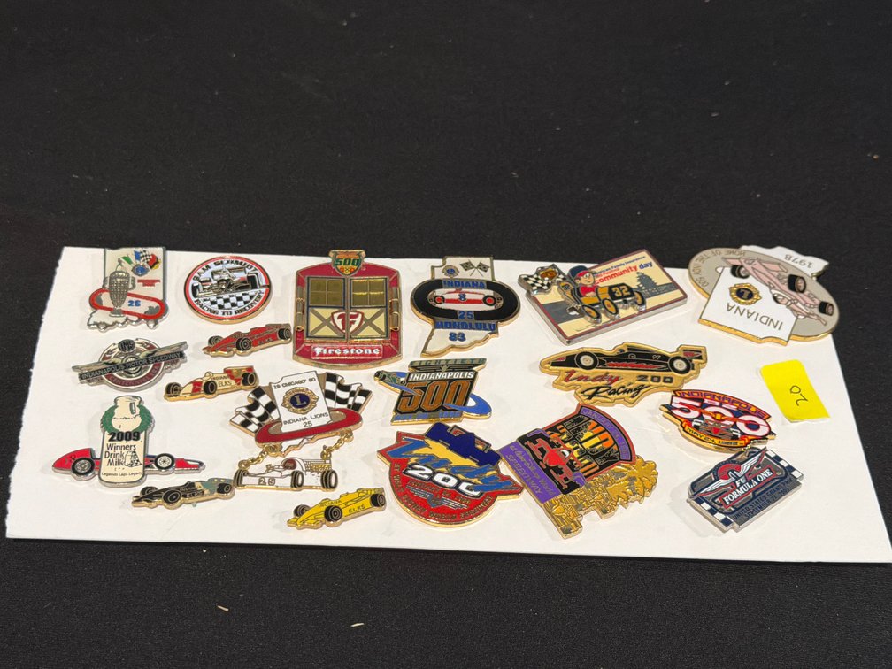 Rare Indianapolis 500 and Auto Racing Enamel Lapel Pins