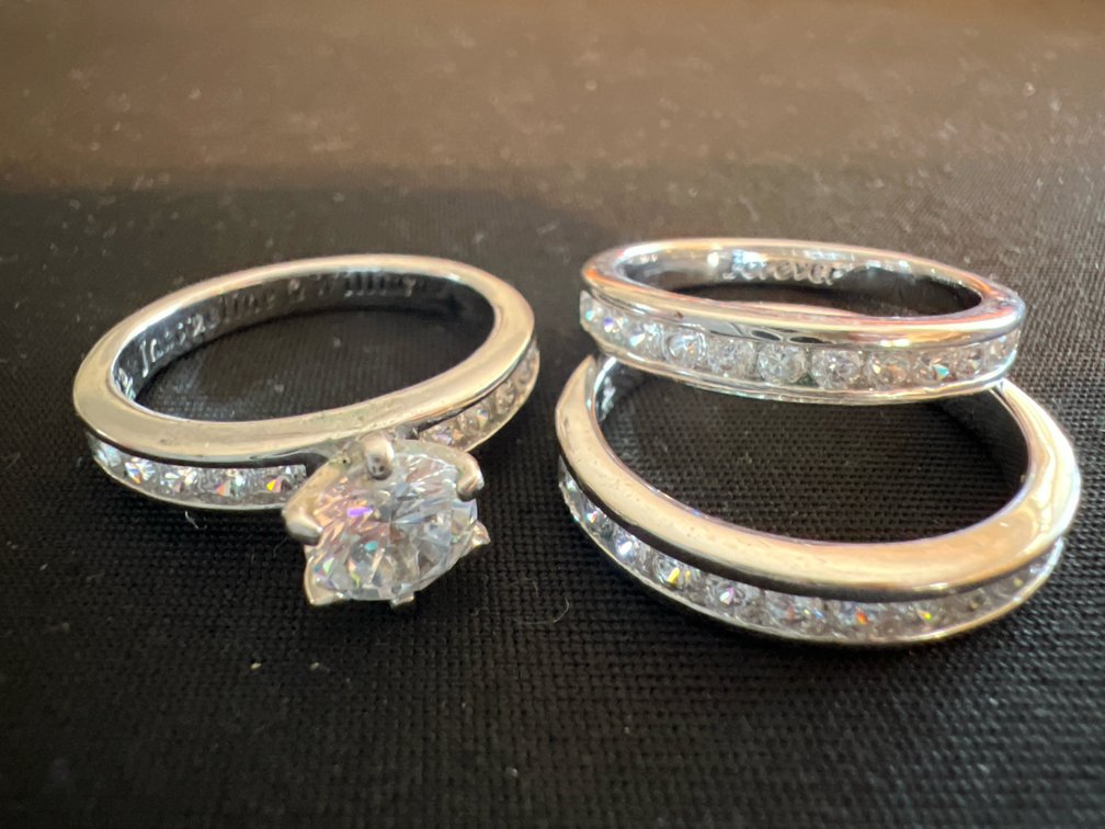 Three-Piece Silver-Tone Bridal Ring Set