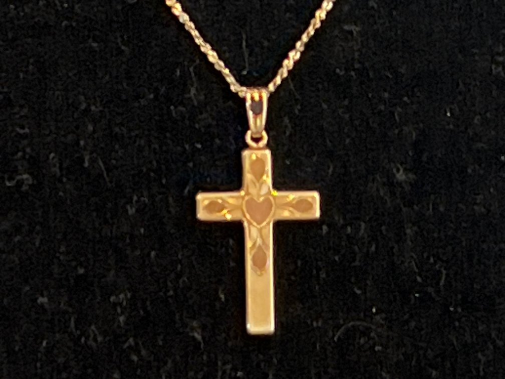 Carla 14K Yellow Gold Cross Pendant on Sterling Silver Chain