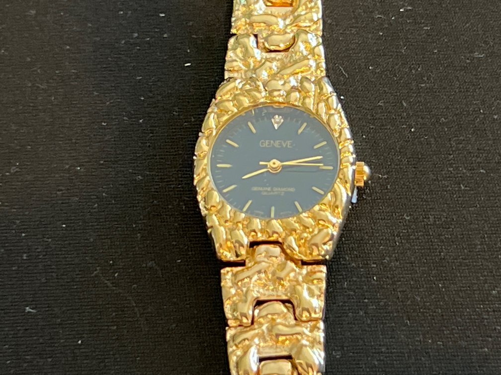 Geneve Gold-Tone Nugget Style Quartz Wristwatch