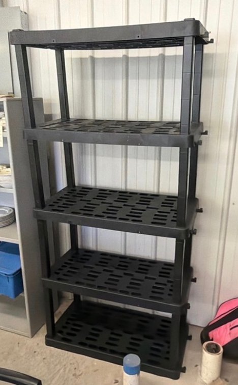 5-Tier Black Plastic Ventilated Shelving Unit