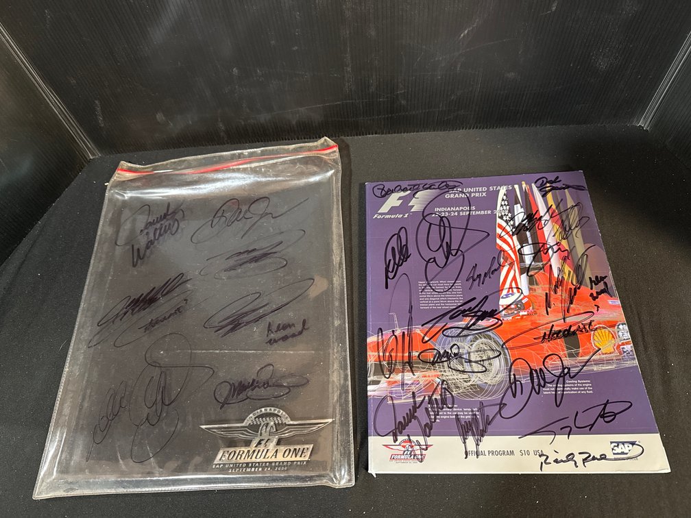 Formula 1 2000 United States Grand Prix Signed Program and Sleeve