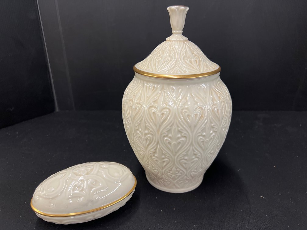 Lenox Porcelain Lidded Jar and Oval Trinket Box