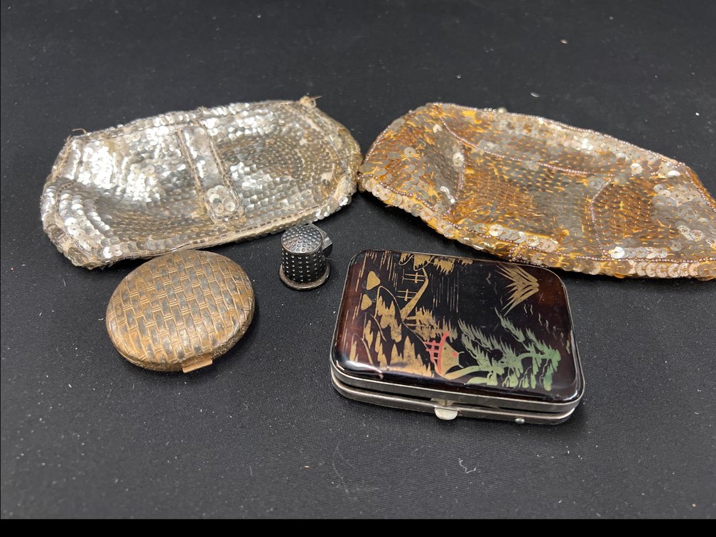 Sequined Pouches, Compact, Metal Case, and Thimble